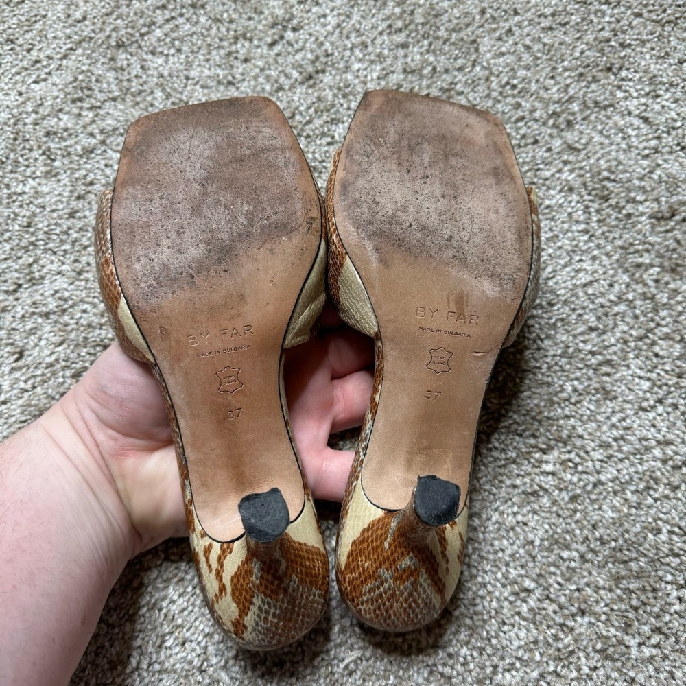 BY FAR 
Lana Snake-Print Heeled Mules - Picture 6 of 7